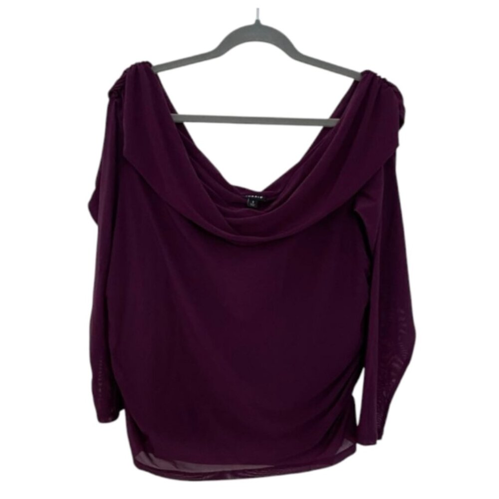 Purple Torrid Women's Mesh Off Shoulder Side Cinch Top